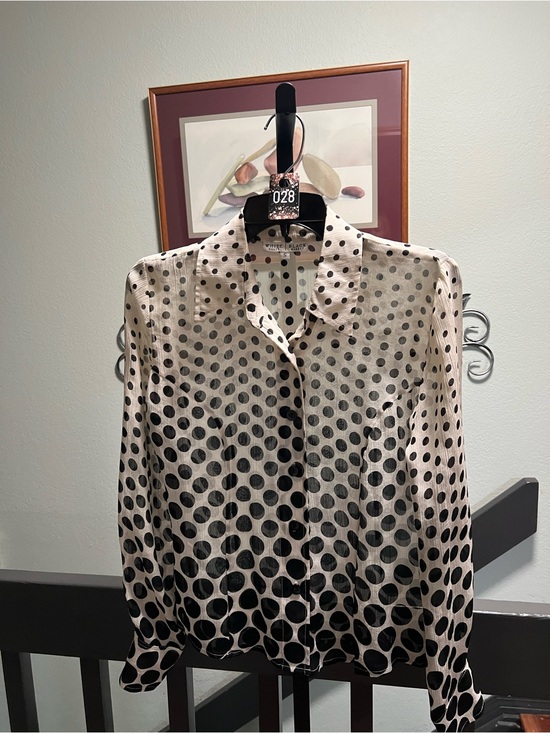 White House Black Market Tops - White House Black Market Cream and Black Polka Dot BlouseSmall #028